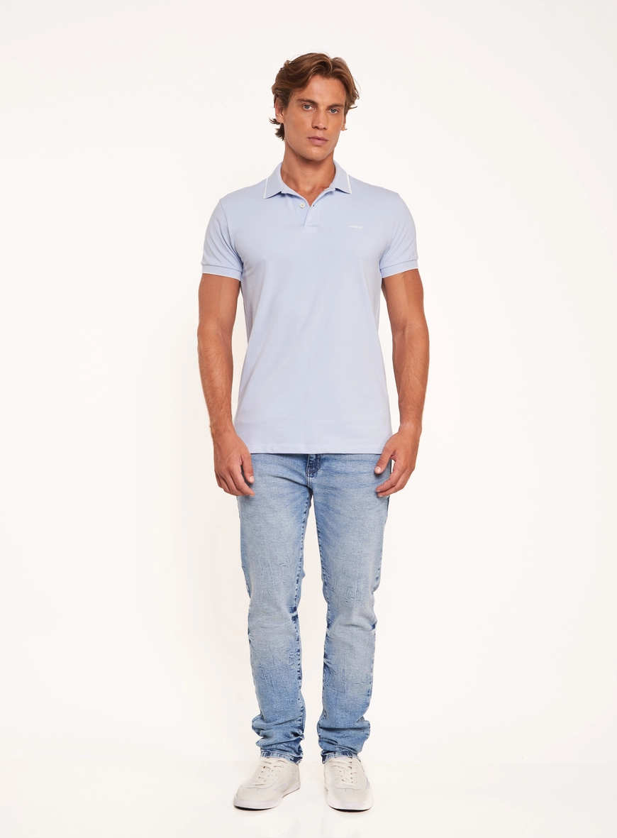 Polo Masculina Com Frisos Contrastantes