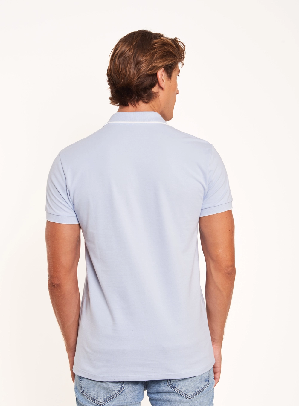 Polo Masculina Com Frisos Contrastantes Azul
