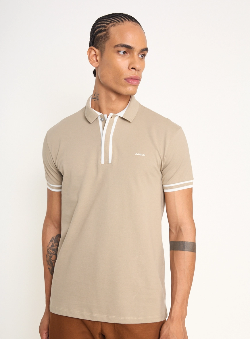 Polo Masculina Com Frisos Contrastantes