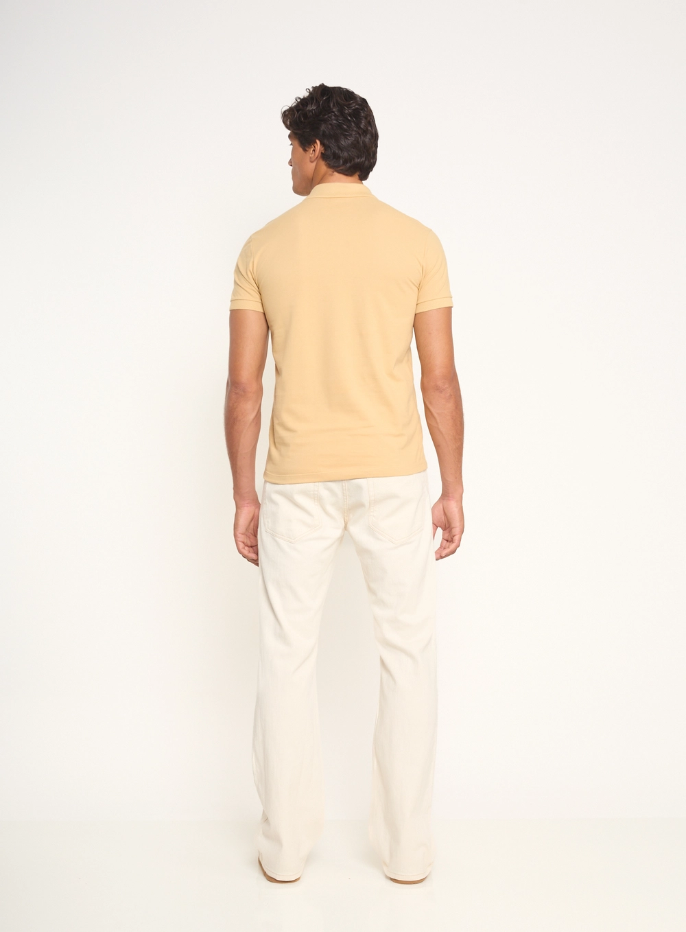 Polo Masculina Brasil Gola Favo Bege