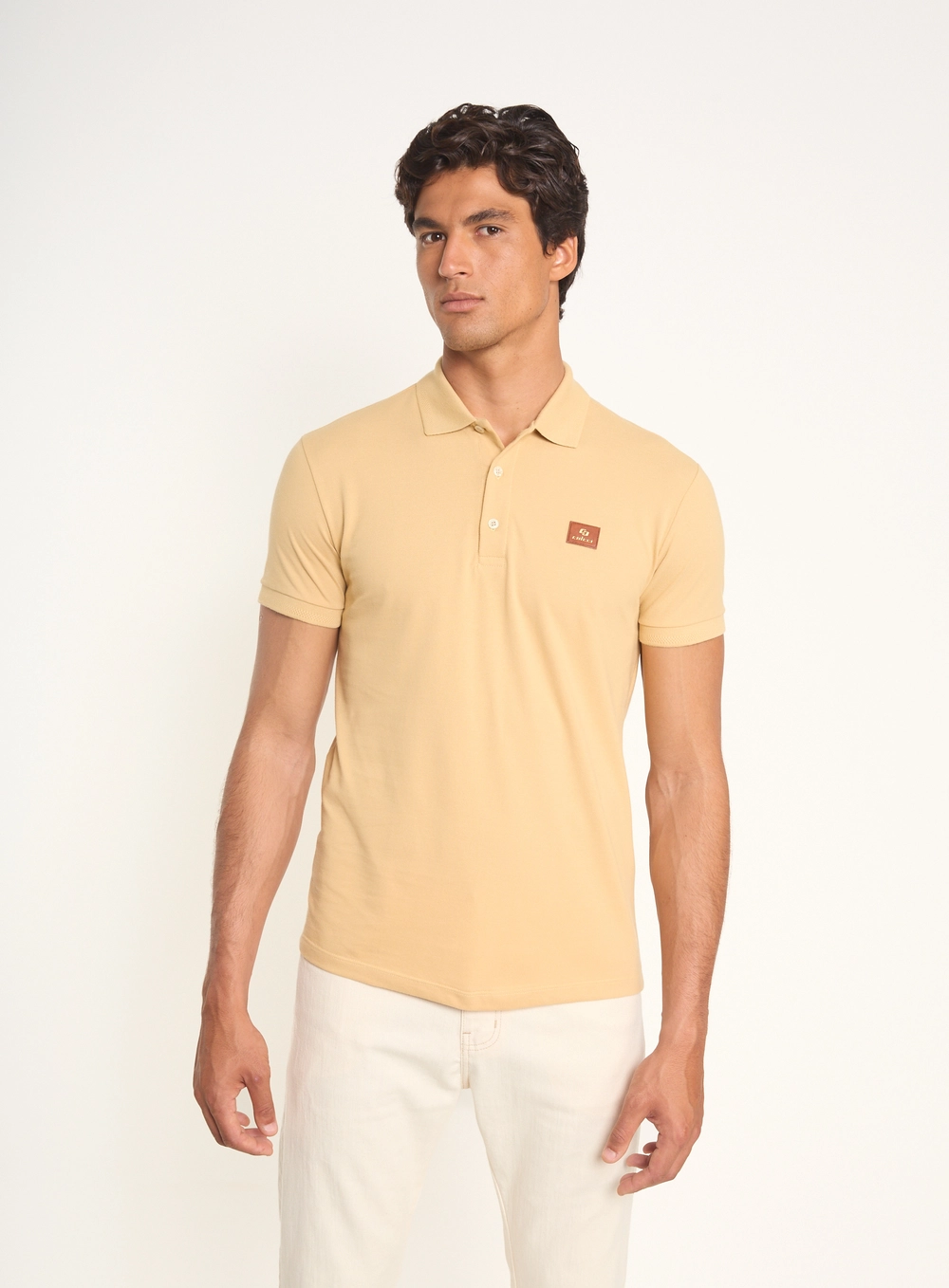 Polo Masculina Brasil Gola Favo Bege