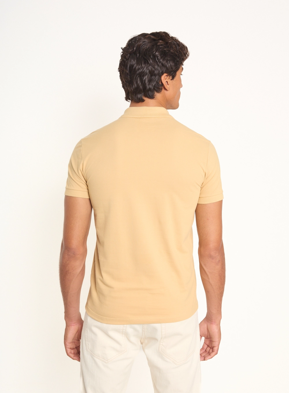Polo Masculina Brasil Gola Favo Bege