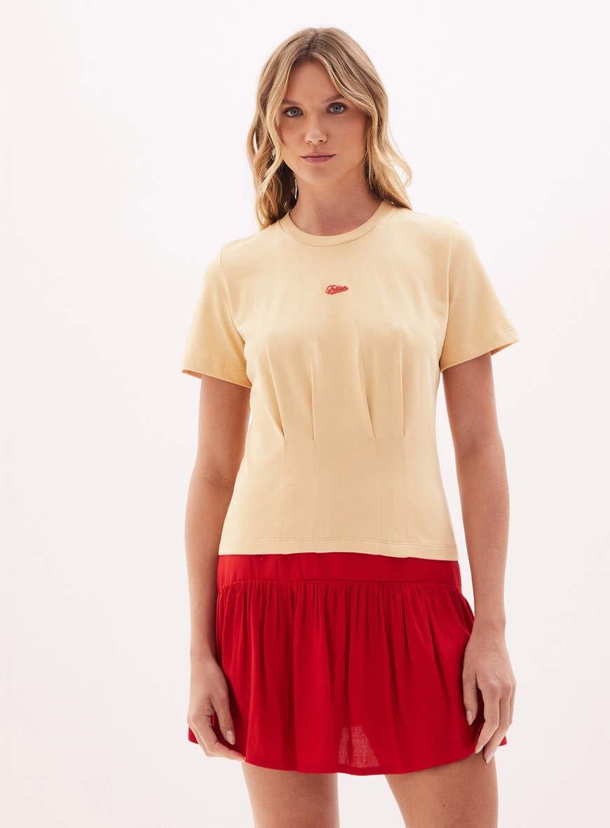 Camiseta Feminina Com Detalhe Bege 1