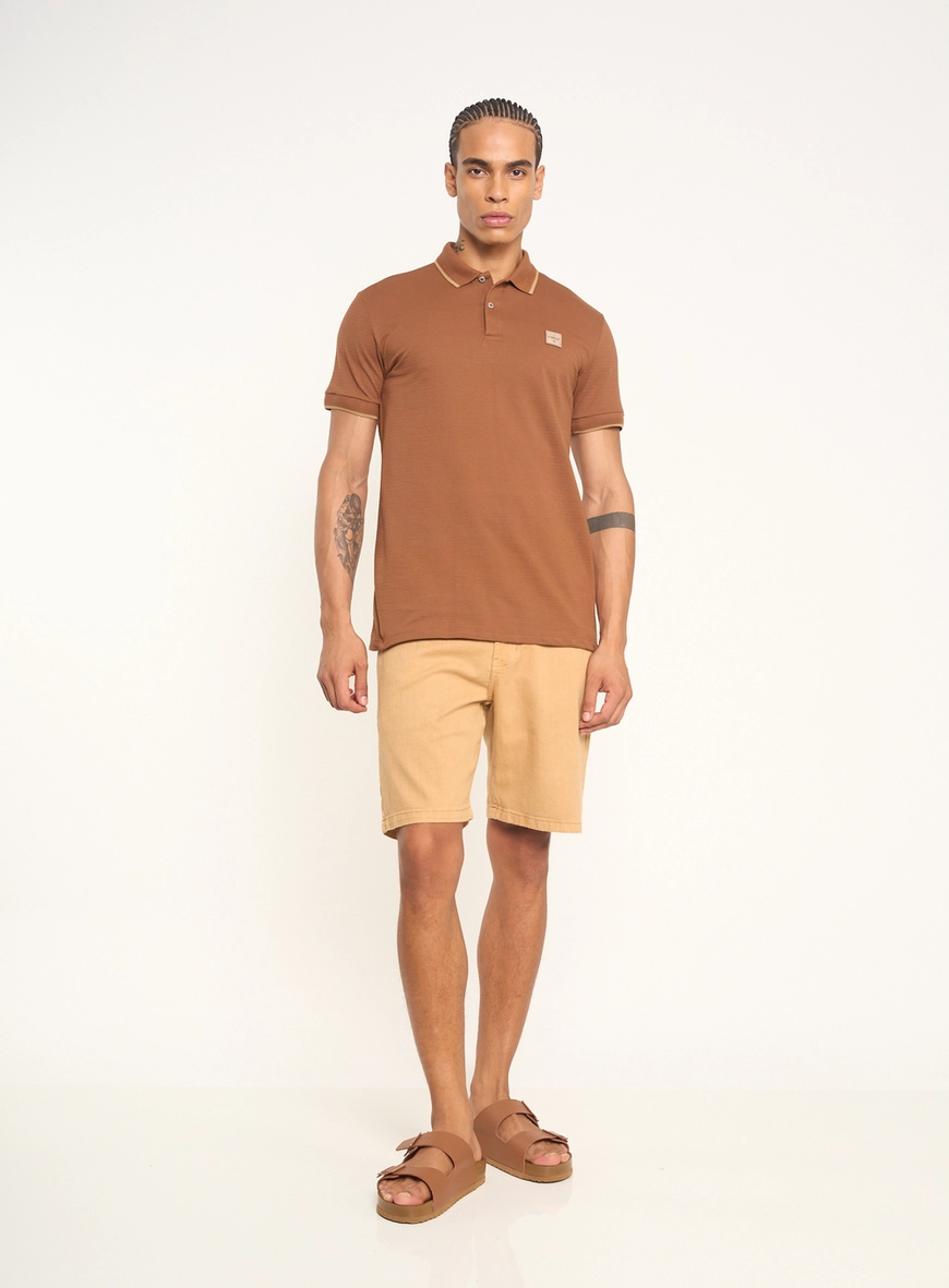 Polo Masculina Com Logo E Frisos