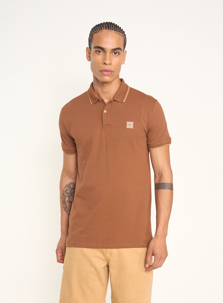 Polo Masculina Com Logo E Frisos