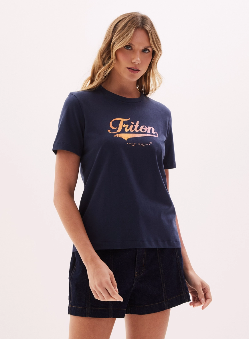 Camiseta Feminina Com Estampa Azul 1