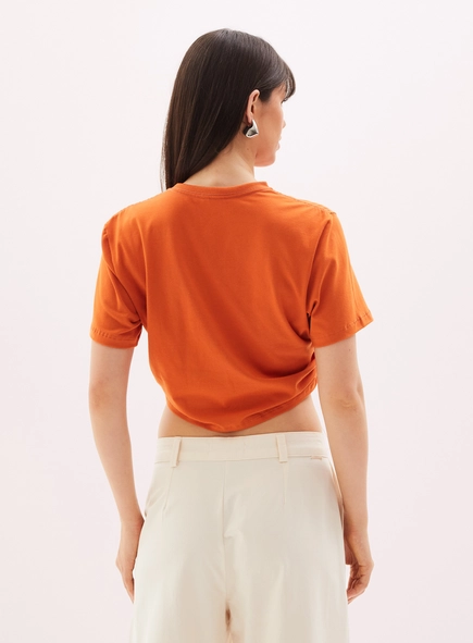 Camiseta Cropped Feminina Drapeada