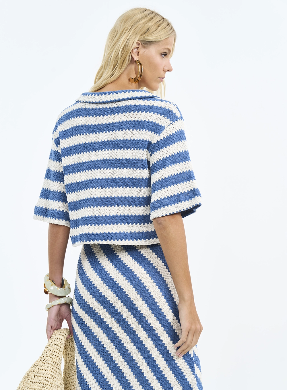 Polo Feminina Texturizada Listrada Estampados
