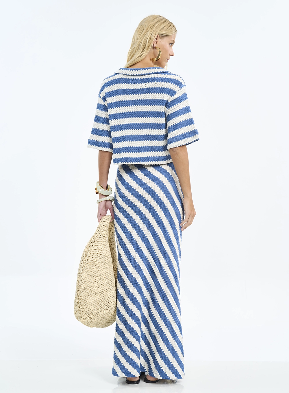 Polo Feminina Texturizada Listrada Estampados