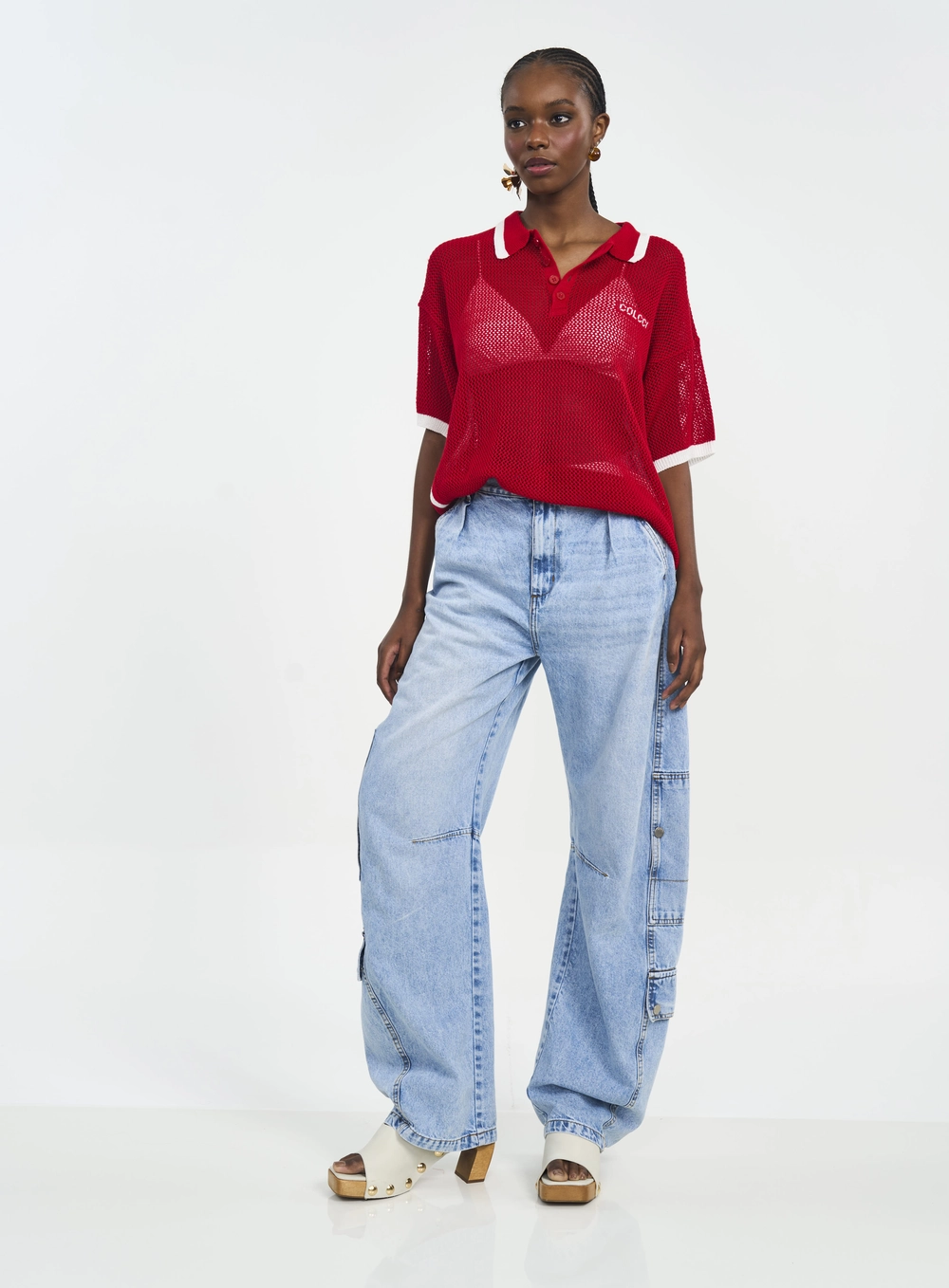 Polo Com Estampa E Detalhes Contrastantes Vermelho