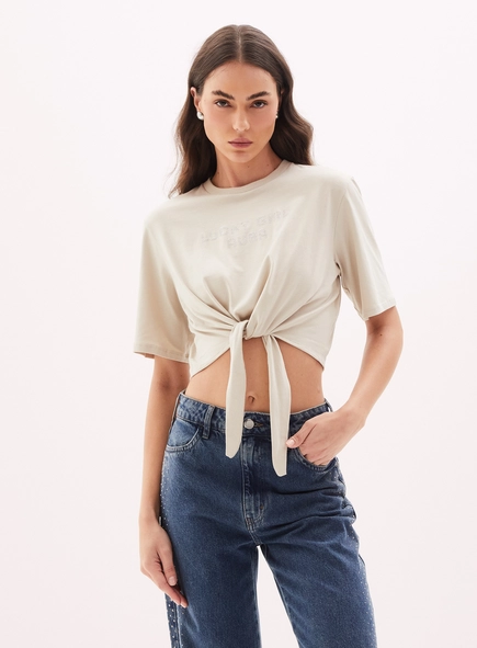 Camiseta Cropped Feminina Com Amarração