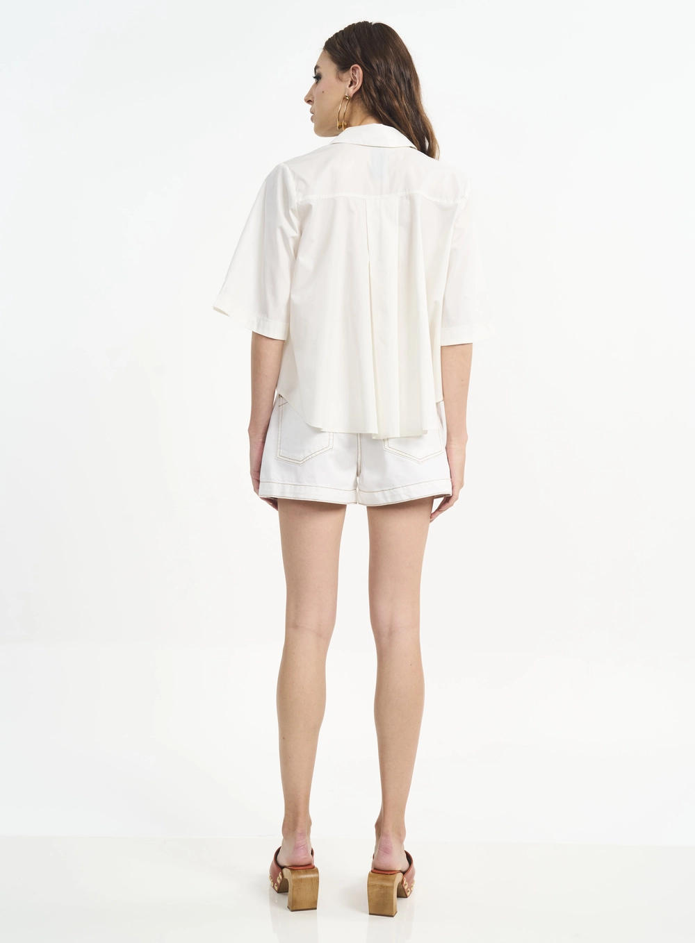 Camisa Cropped Com Logo E Manga Ampla Off Shell