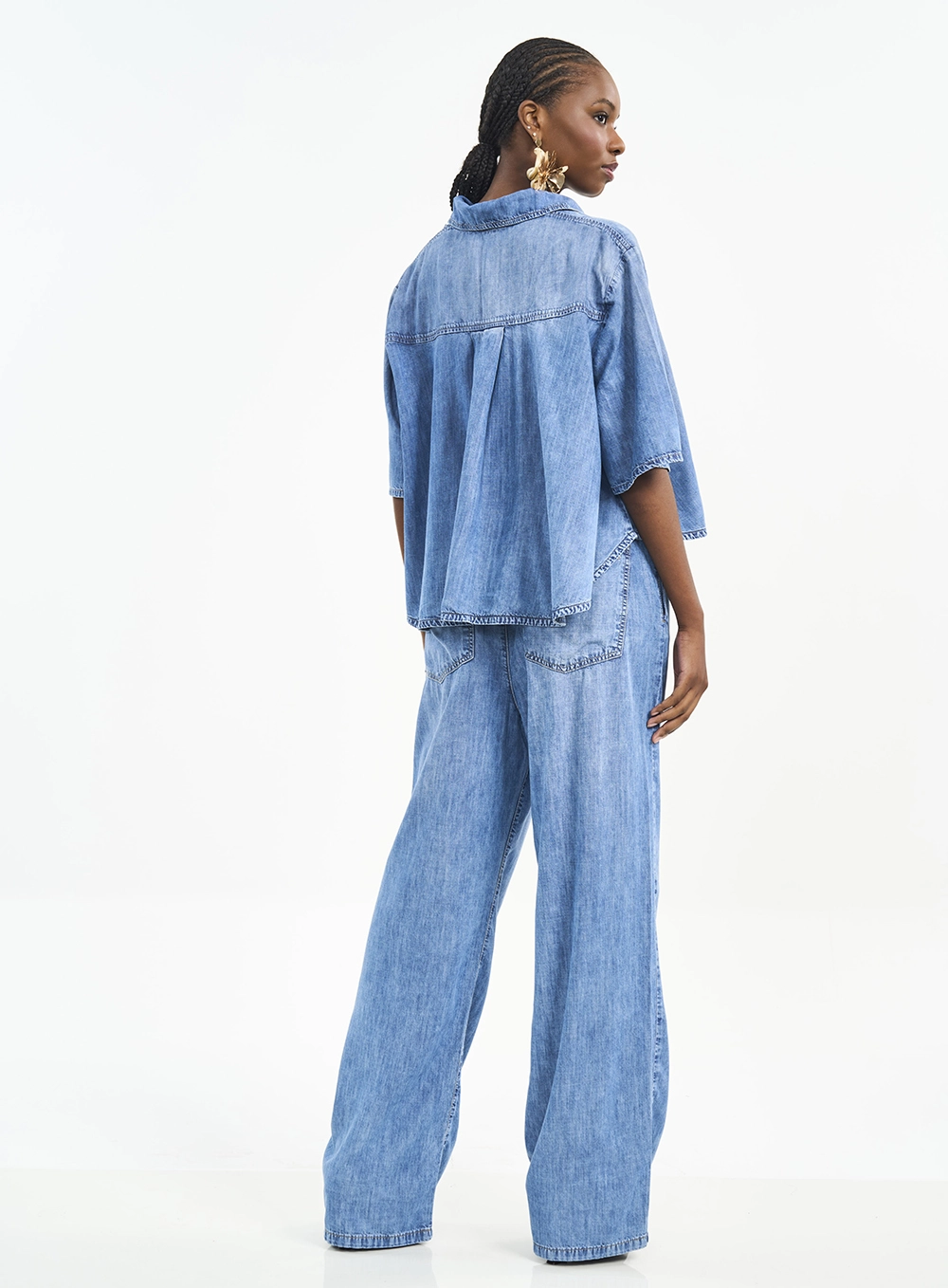 Camisa Jeans Feminina Loose Índigo
