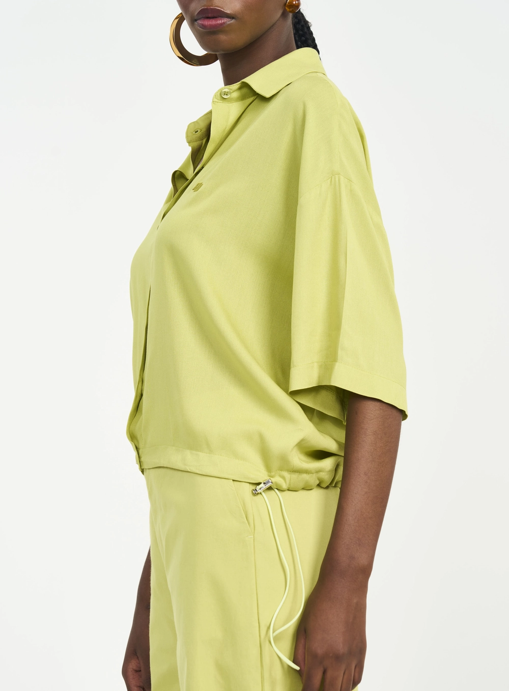 Camisa Manga Curta Cropped Com Ajuste Verde