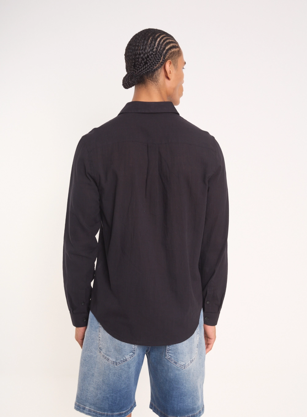 Camisa Masculina Manga Longa Preto