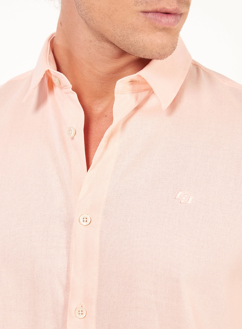 Camisa Masculina Com Botões E Manga Curta Rosa