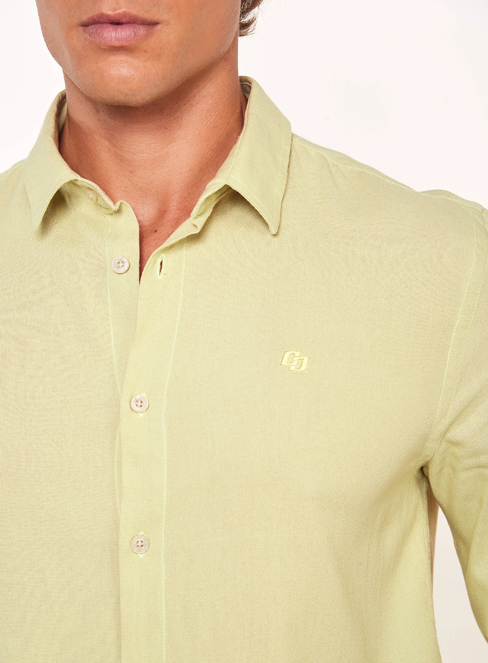 Camisa Masculina Relax Manga Longa Bege