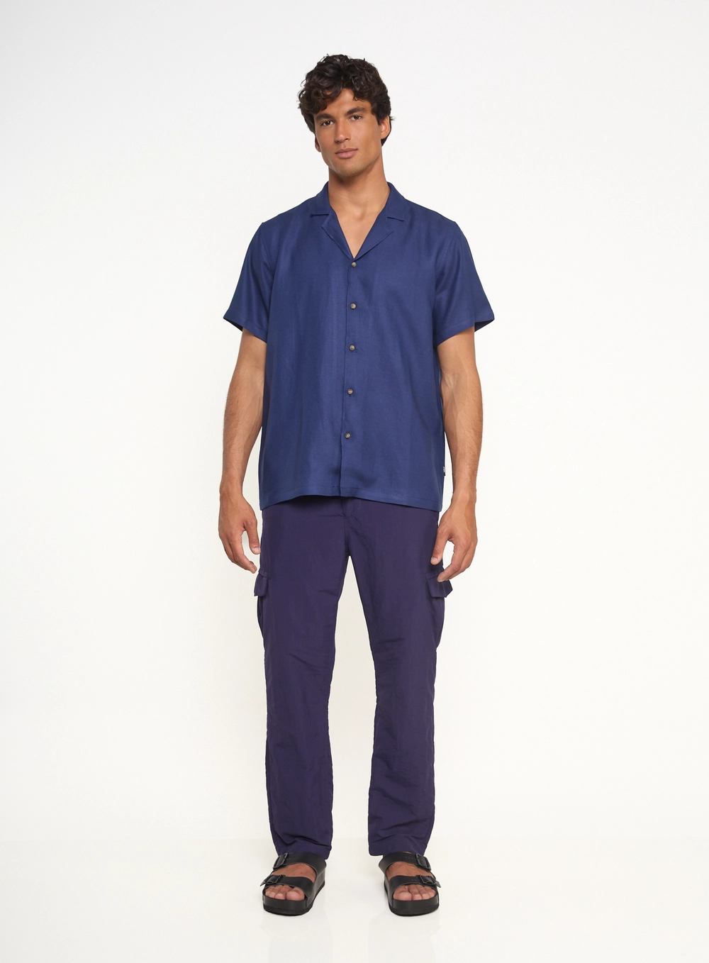 Camisa Masculina Box Manga Curta Azul