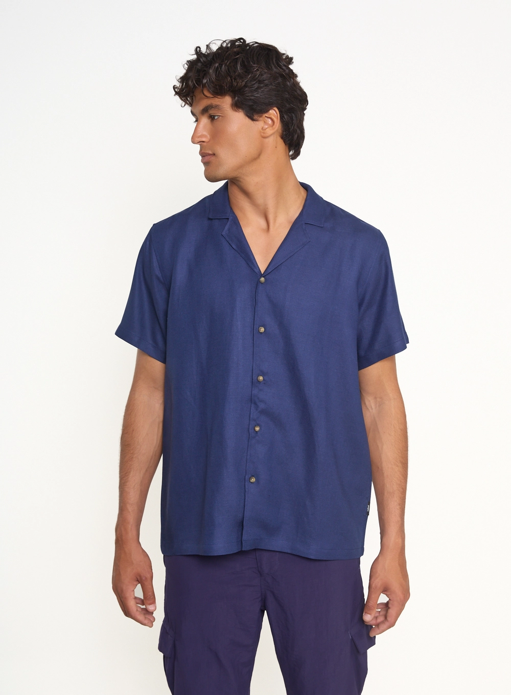 Camisa Masculina Box Manga Curta Azul