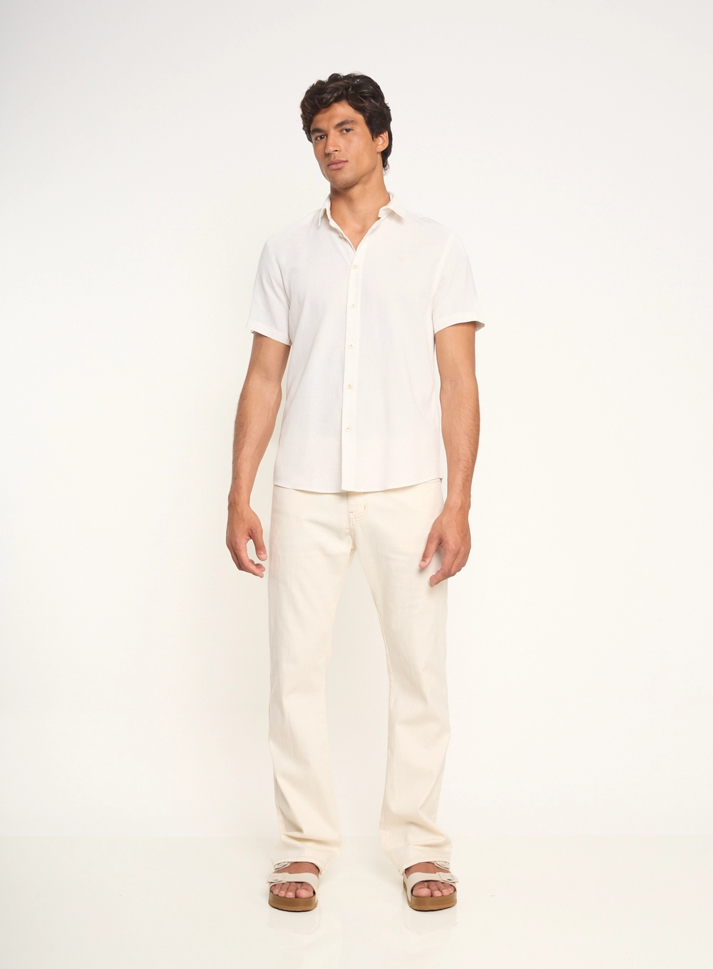 Camisa Masculina Manga Curta Com Botões Off Shell