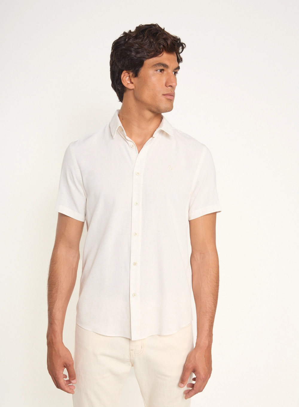 Camisa Masculina Manga Curta Com Botões Off Shell