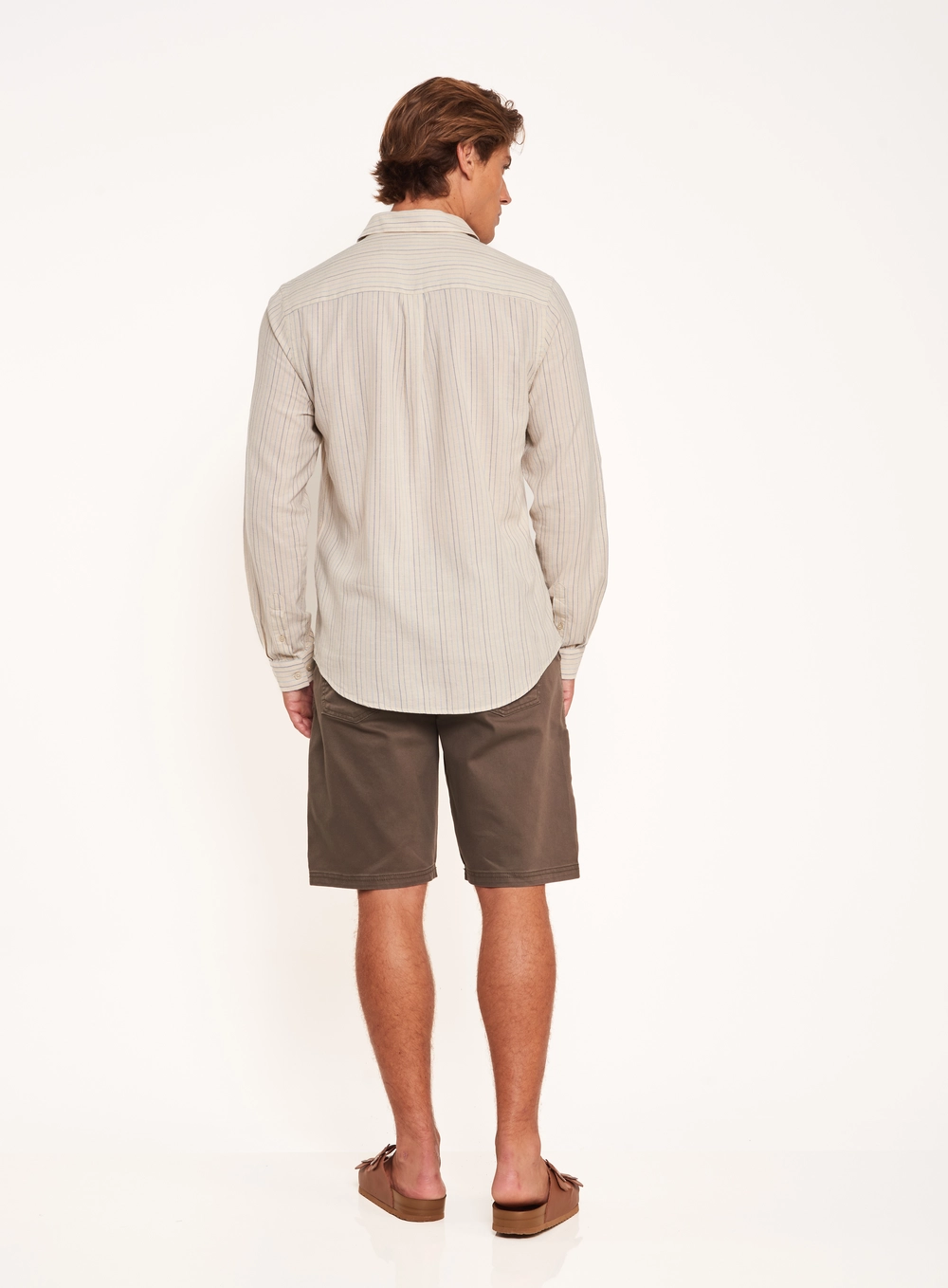 Camisa Masculina Manga Longa Listrada Com Botões Estampados