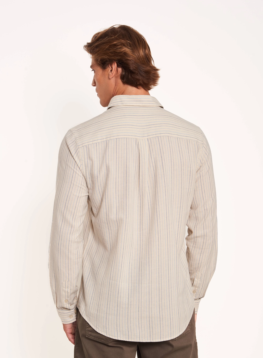 Camisa Masculina Manga Longa Listrada Com Botões Estampados
