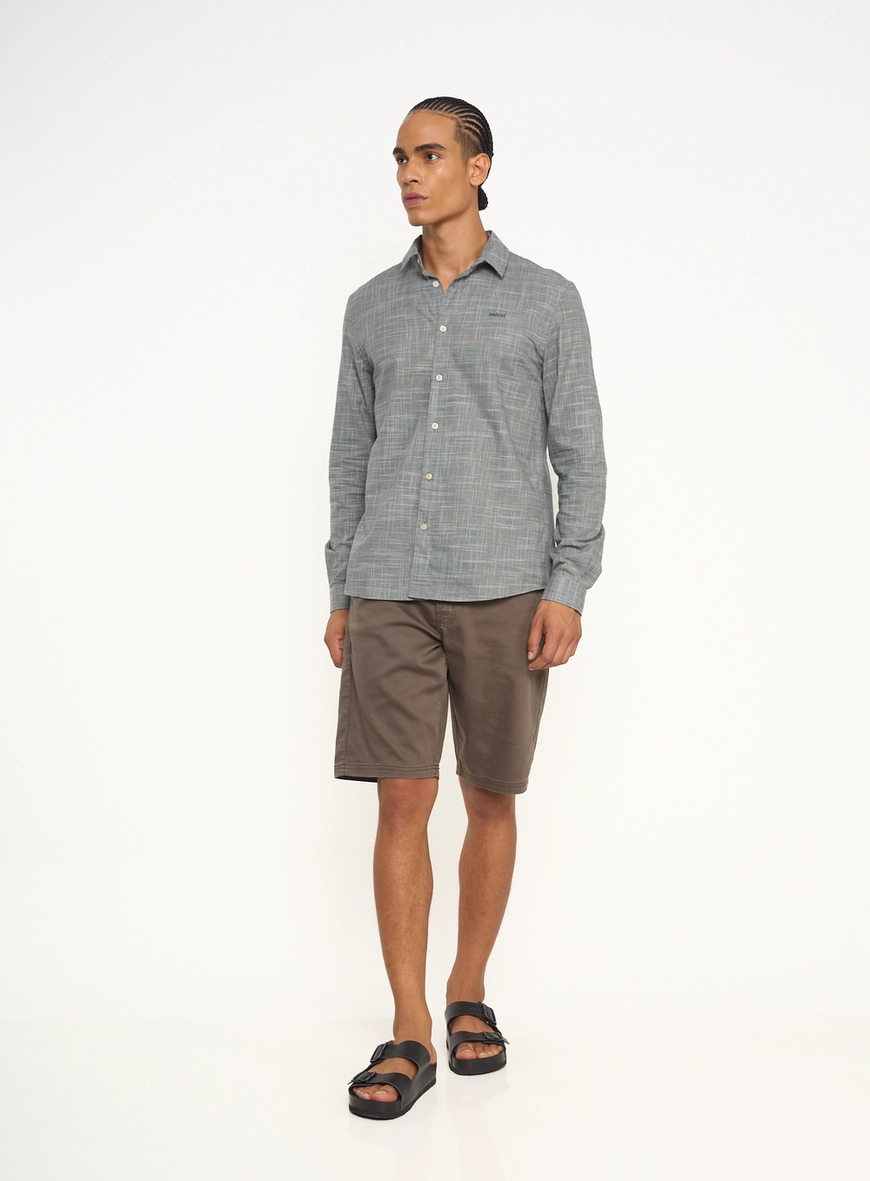 Camisa Masculina Com Botões E Textura