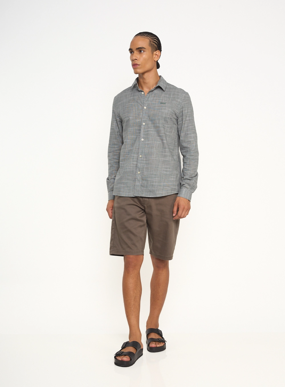Camisa Masculina Com Botões E Textura Estampados