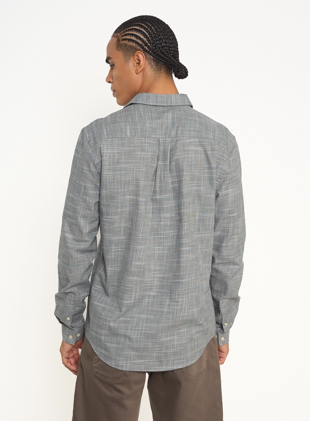 Camisa Masculina Com Botões E Textura Estampados