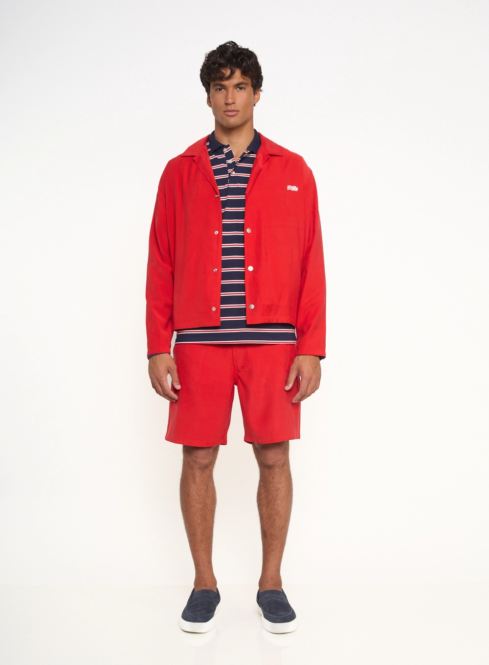 Jaqueta Masculina Com Botões E Gola Lapela Vermelho