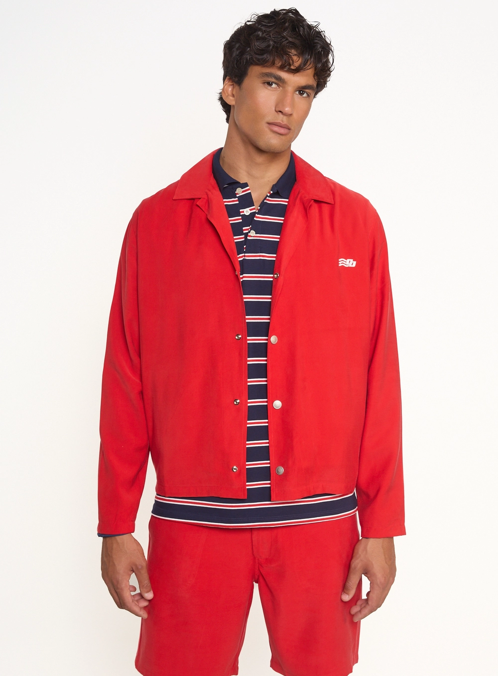 Jaqueta Masculina Com Botões E Gola Lapela Vermelho