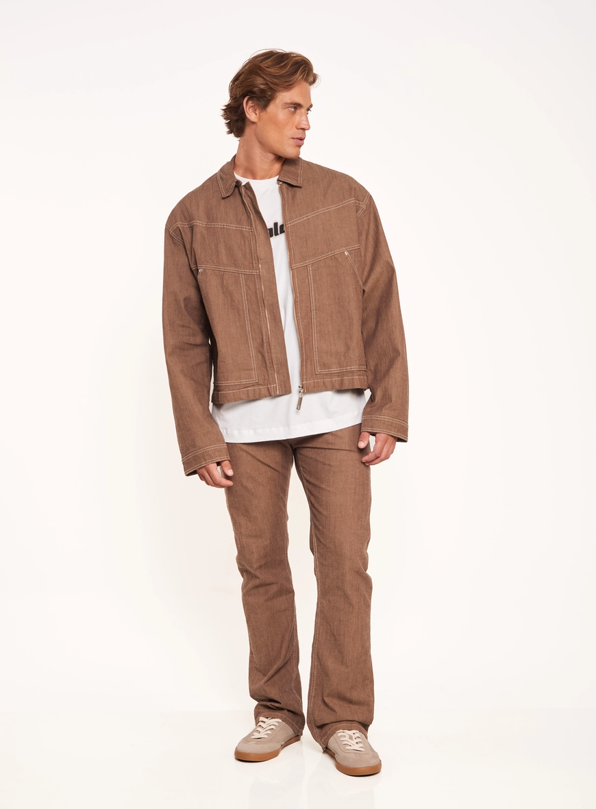 Jaqueta Masculina Com Pespontos E Zíper