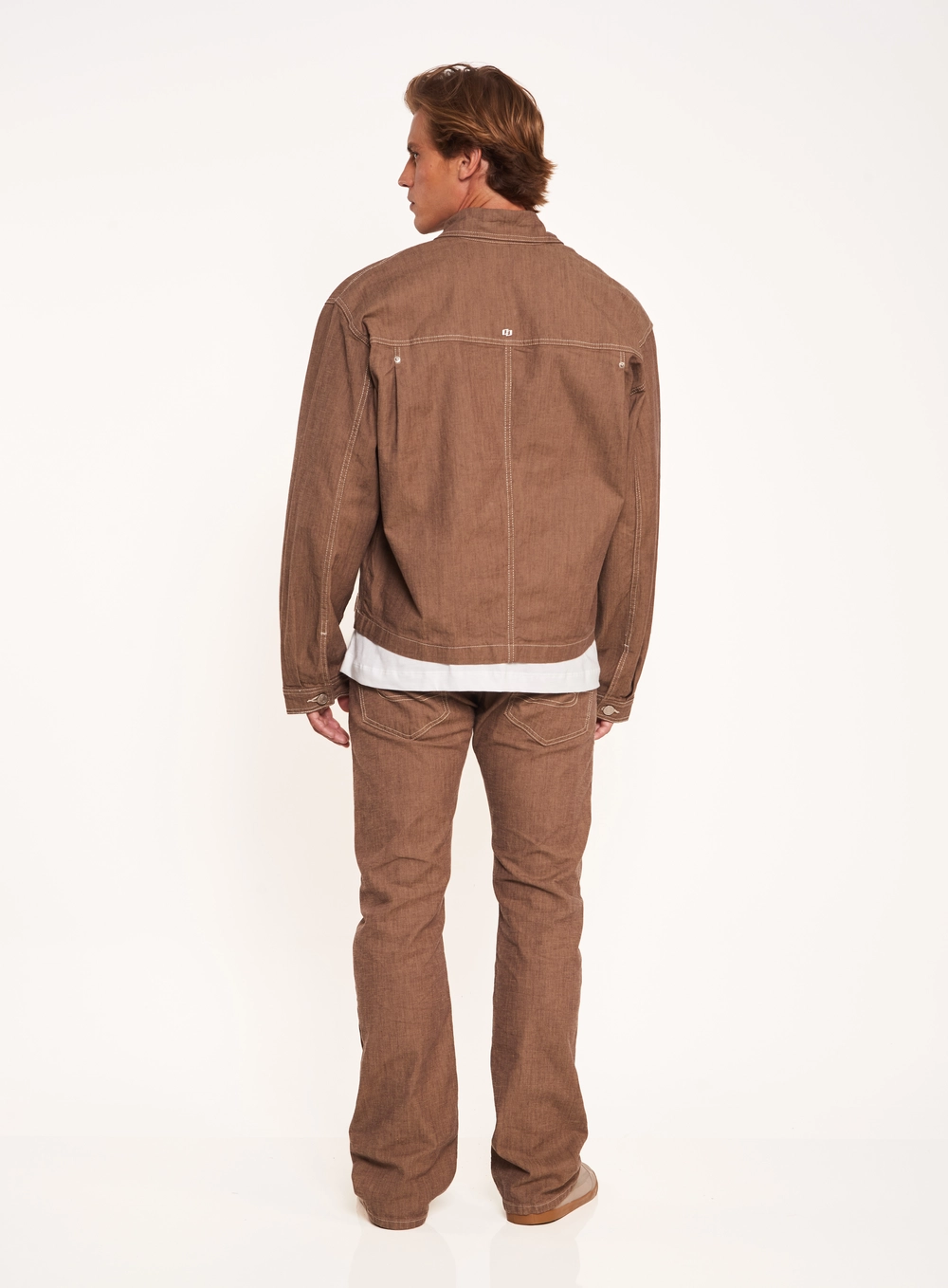 Jaqueta Masculina Com Pespontos E Zíper índigo Marrom