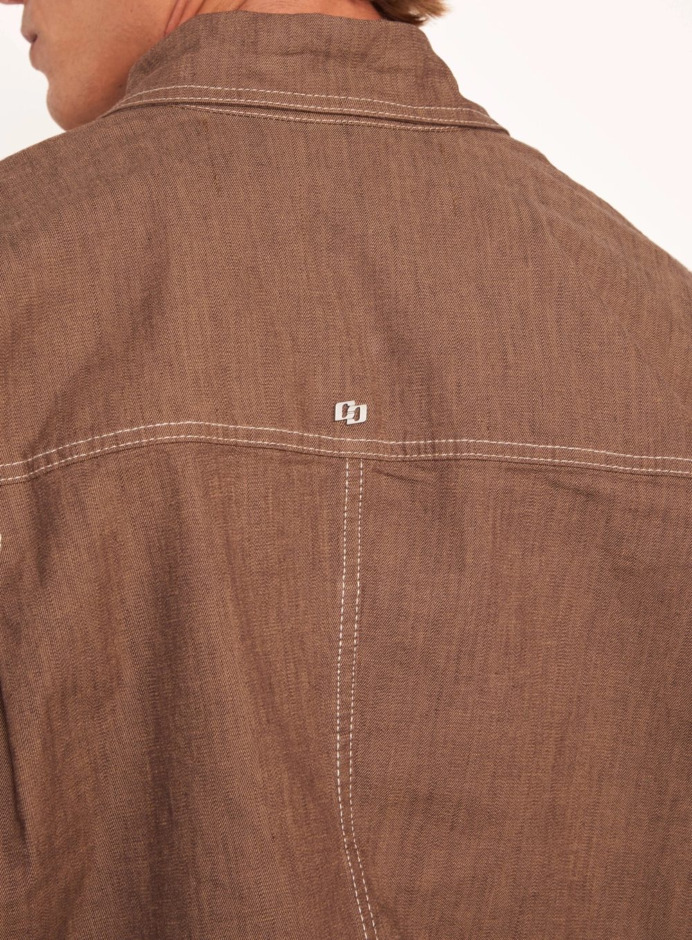 Jaqueta Masculina Com Pespontos E Zíper índigo Marrom