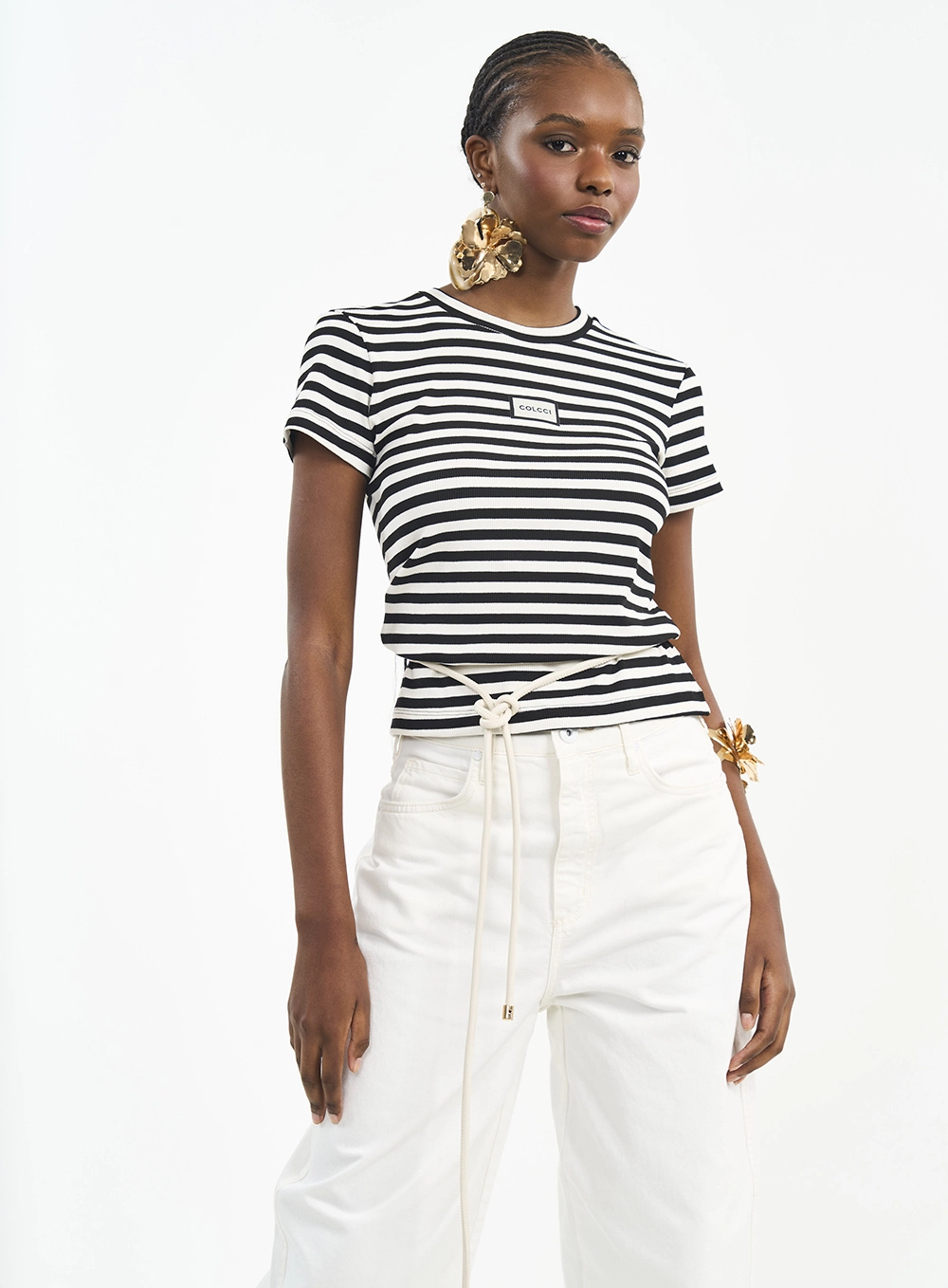 Camiseta Feminina Small Listrada Estampados