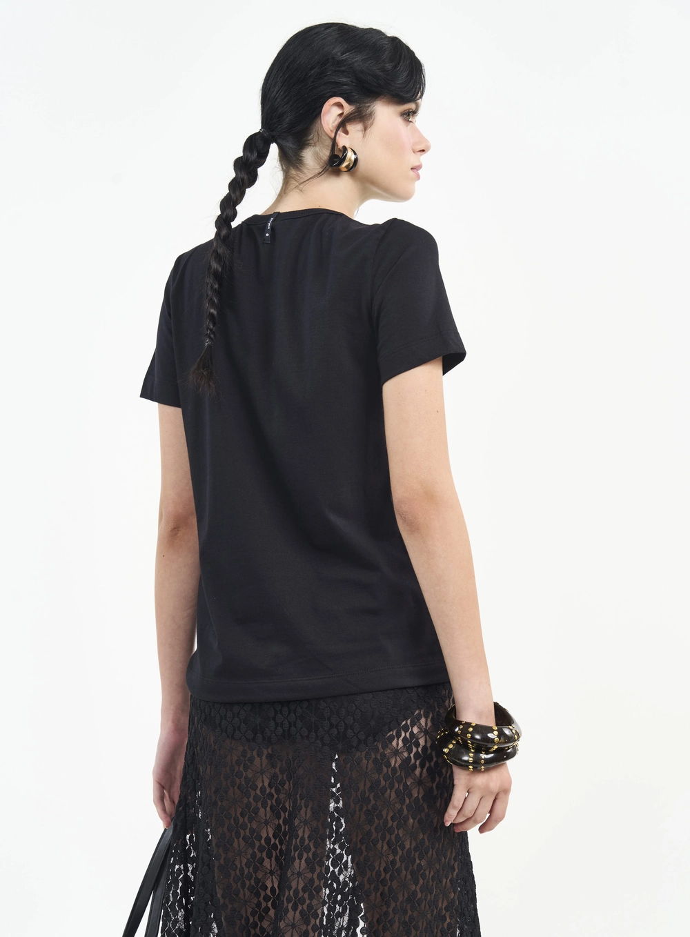 Camiseta Com Escrita E Brilho Preto