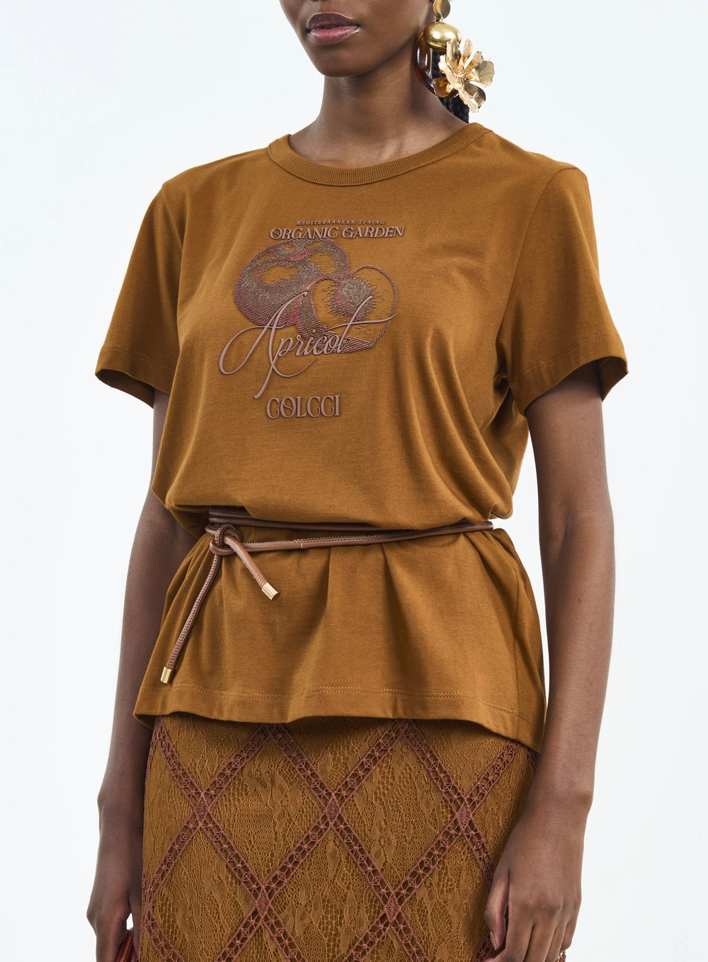 Camiseta Com Estampa Organic Garden Marrom