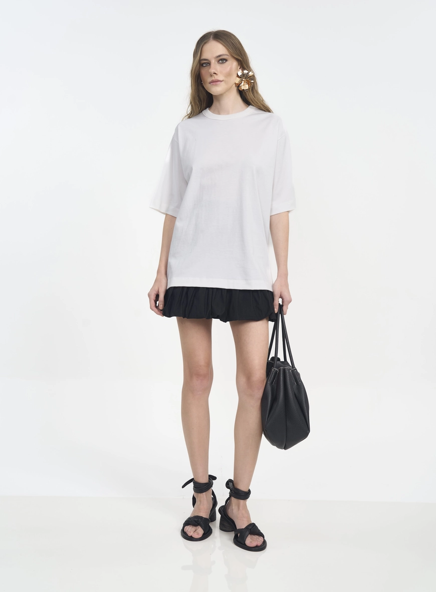 Camiseta Oversized Com Gola Em Ribana