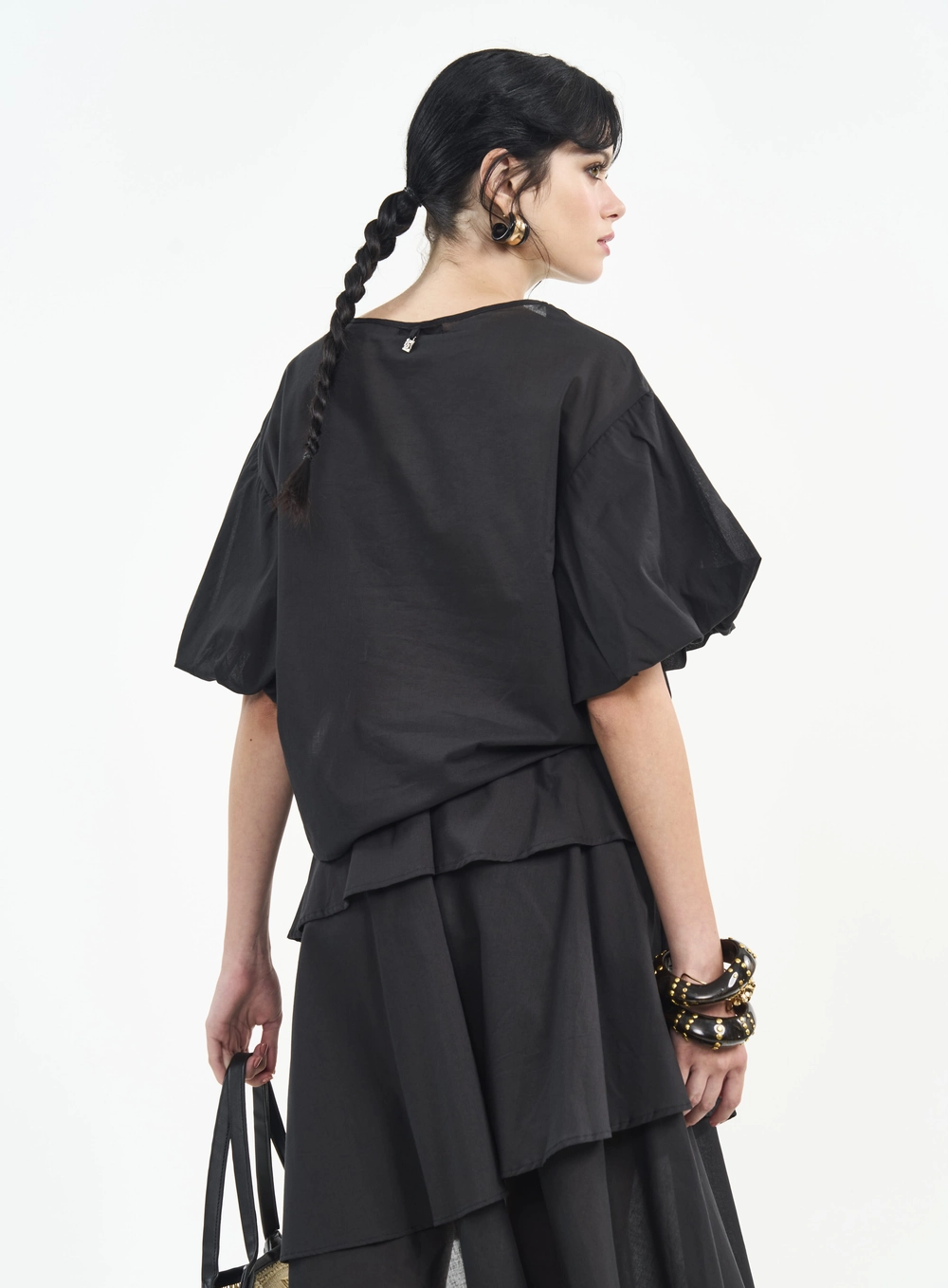 Camiseta Com Mangas Bufantes Preto