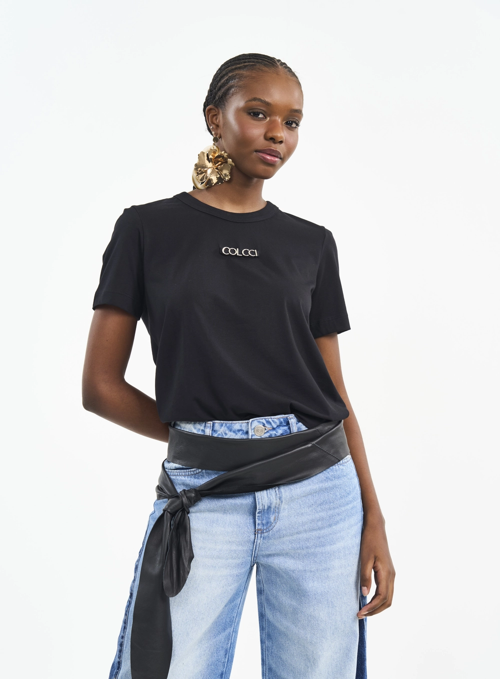 Camiseta Com Logo Em Relevo Preto