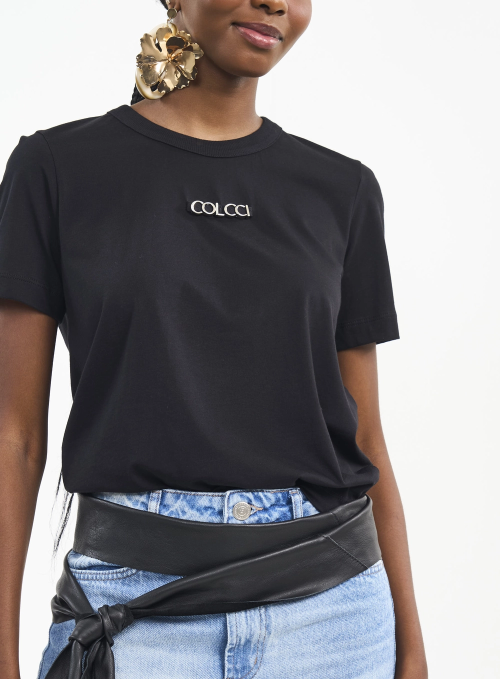 Camiseta Com Logo Em Relevo Preto
