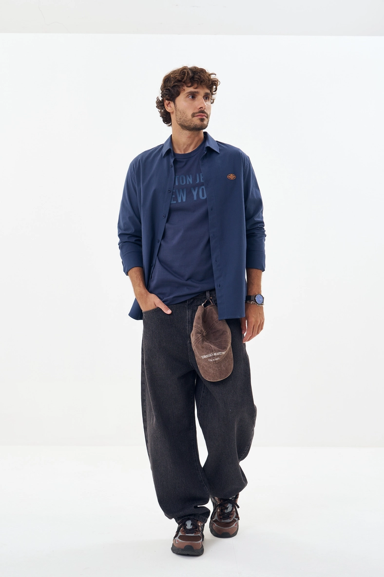 Camiseta Masculina Com Estampa Frontal Azul 1