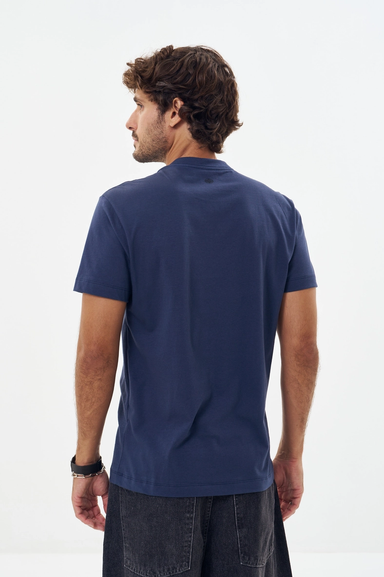 Camiseta Masculina Com Estampa Frontal Azul 4