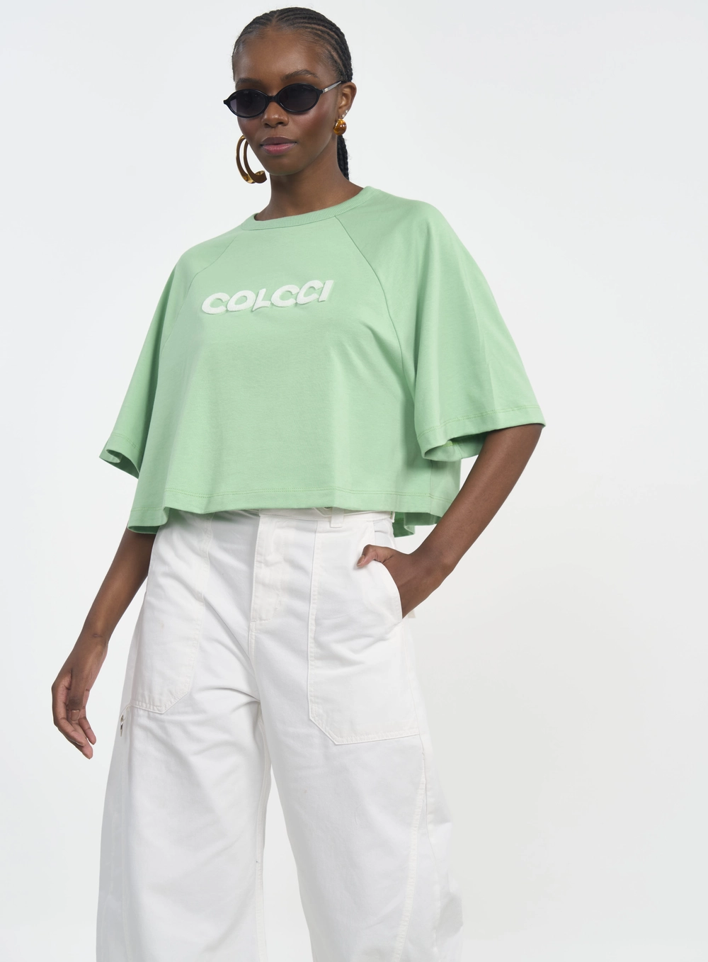 Camiseta Cropped Com Logo Em Relevo Verde Veggir