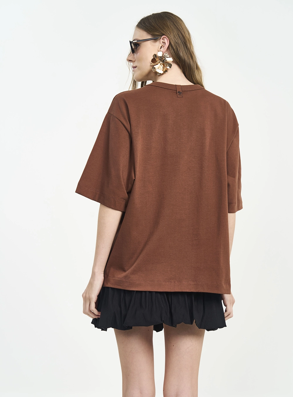 Camiseta Feminina Loose Estampada Marrom