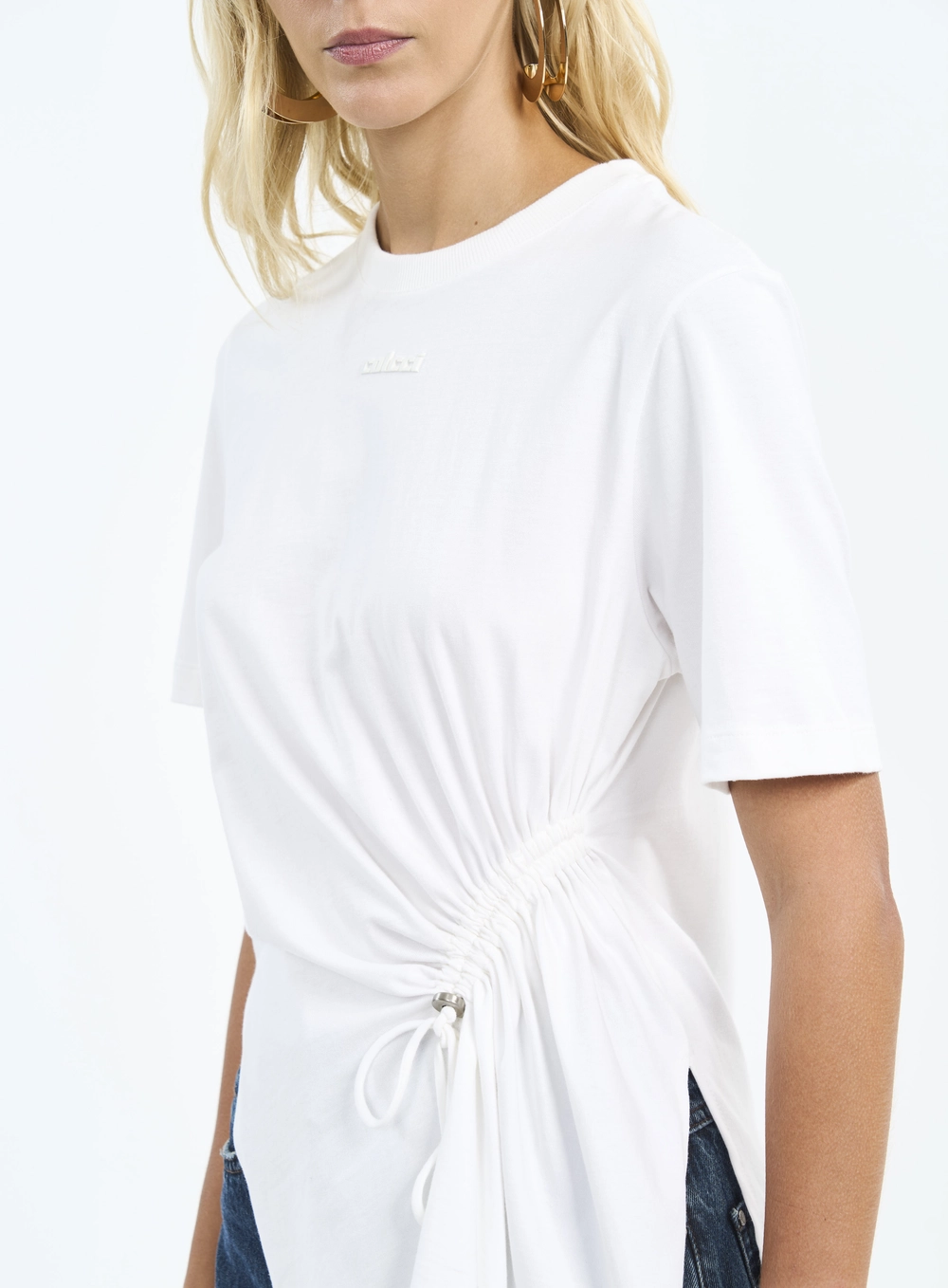 Camiseta Feminina Com Franzido E Amarração Off Shell