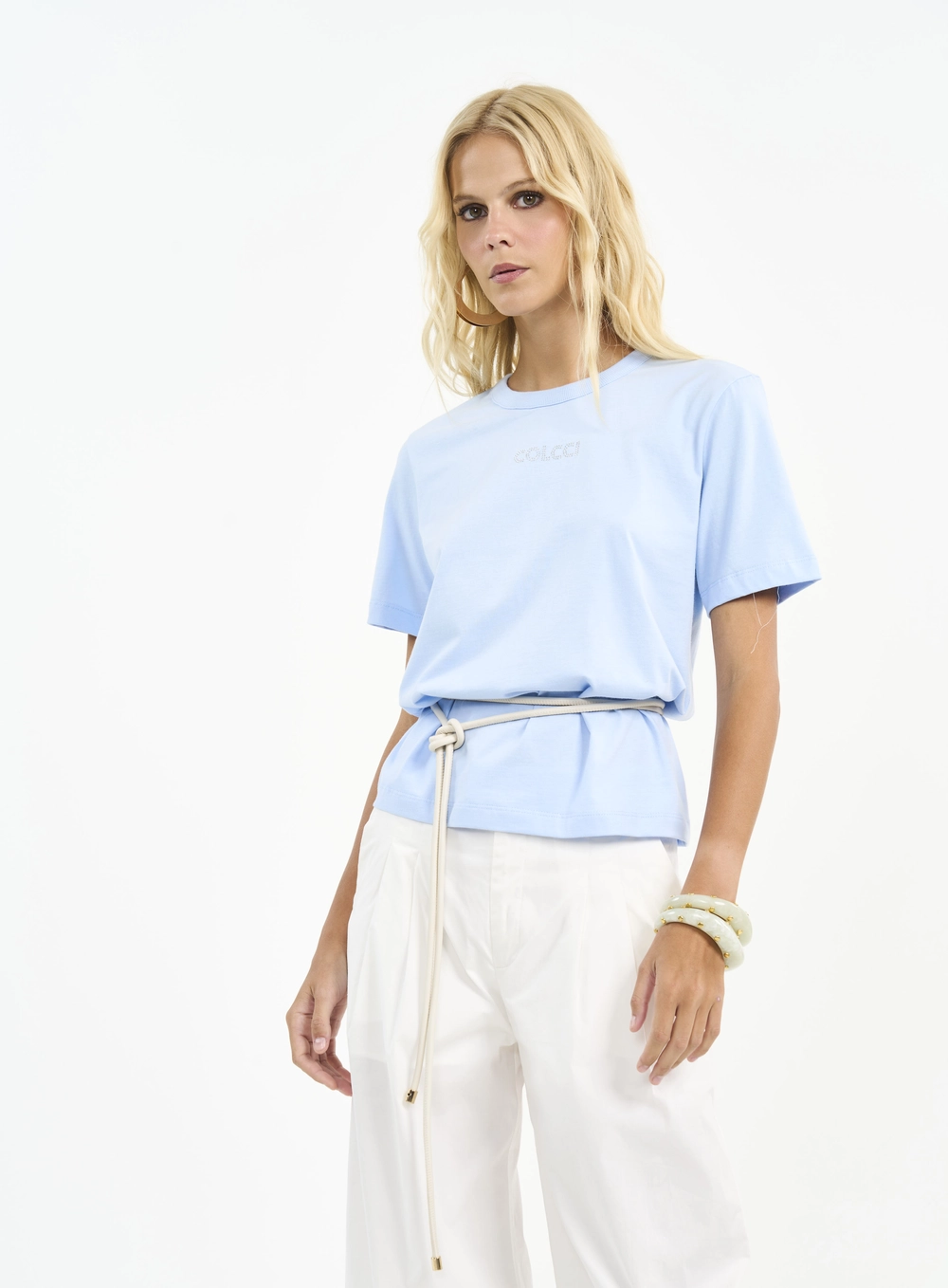 Camiseta Com Logo Em Brilho Azul Tranquile Blue