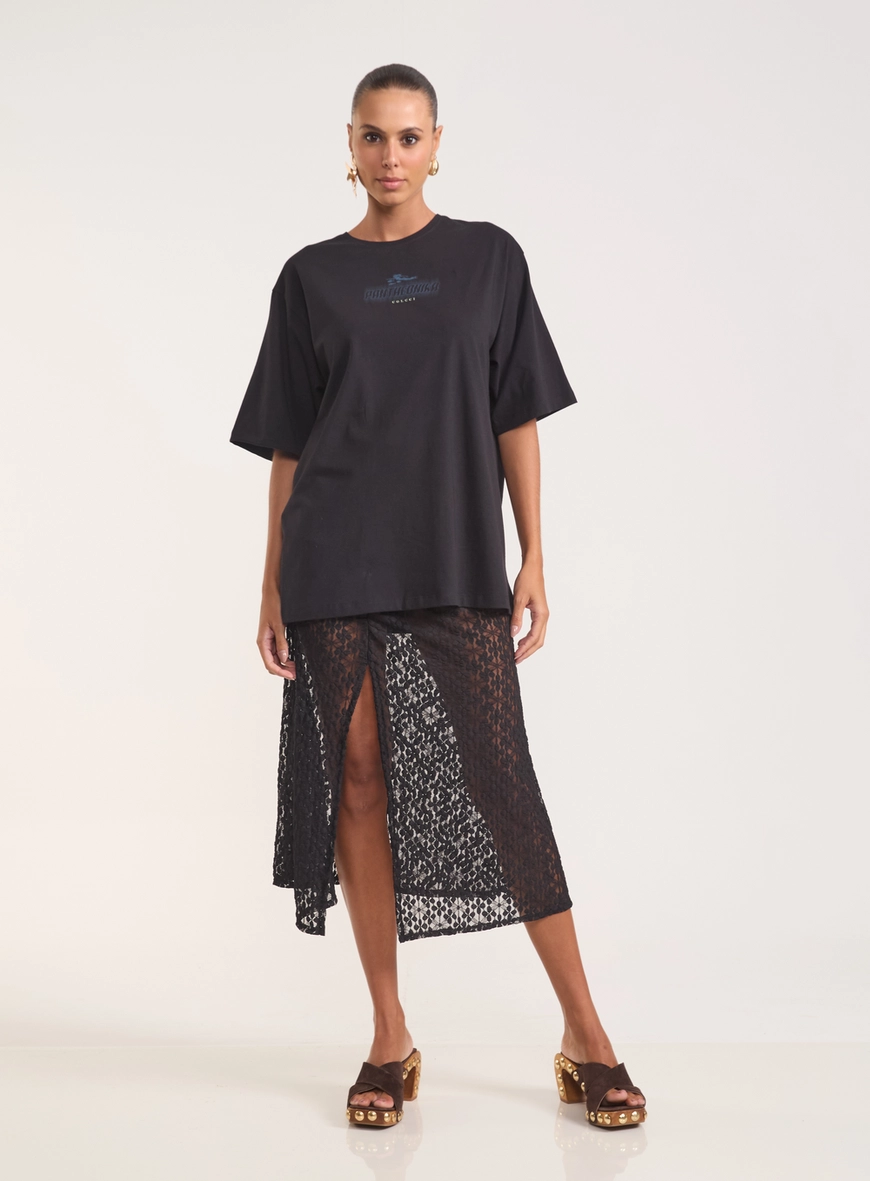 Camiseta Oversized Com Estampa Tour
