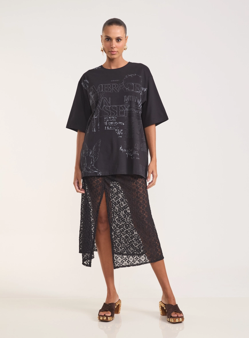 Camiseta Com Estampa E Modelagem Oversized